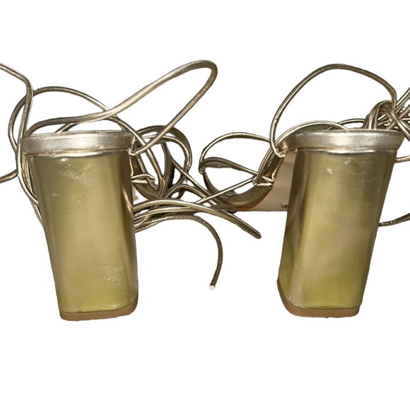 NWT Billini x Show Me Your Mumu Mahari Metallic Gold Wrap Strappy Heel Sandals 9 - Picture 11 of 16